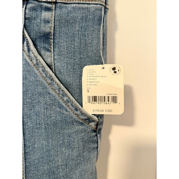 Free People We the Free Jayde Denim Flare Long Zip Up Jumpsuit Small - Picture 6 of 9